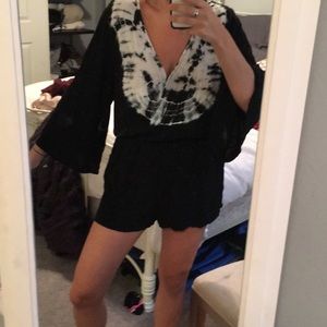 Tie die black romper